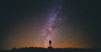Silhouette of Person Under Milky Way Galaxy