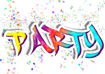 Colorful Party Typography With Confetti Background