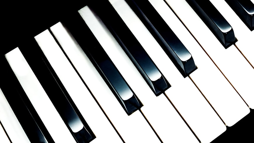 Close-up of black and white piano keys