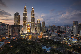 Petronas Twin Towers Kuala Lumpur Skyline at Dusk