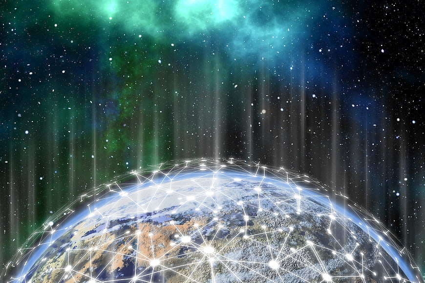 Digital Network Globe With Cosmic Background