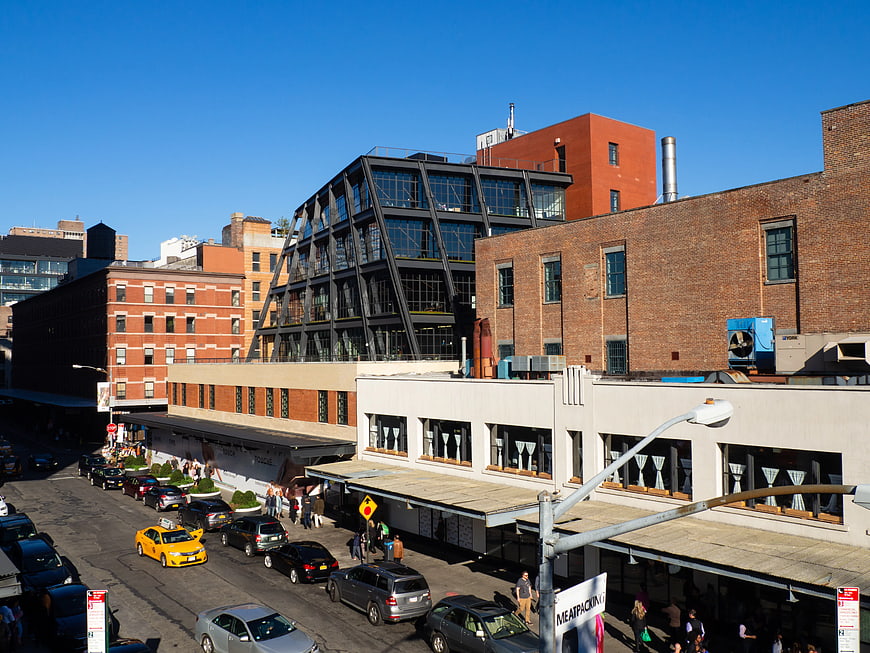 Urban Street Scene with Modern and Brick Architecture