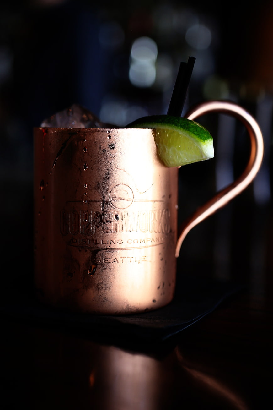 Moscow Mule in Copper Mug with Lime Garnish