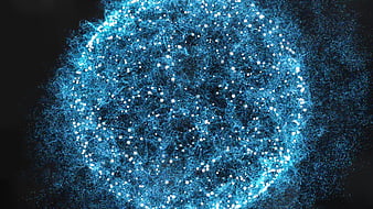 Abstract Blue Digital Sphere with Glowing Particles