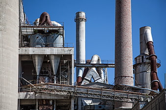 Abandoned Industrial Factory Complex with Smokestacks