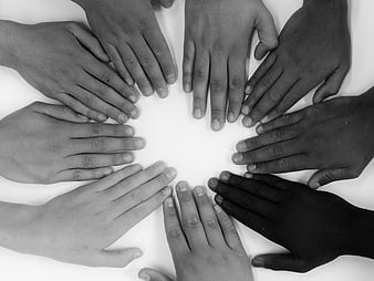 Diverse Hands in Circle Symbolizing Unity and Teamwork