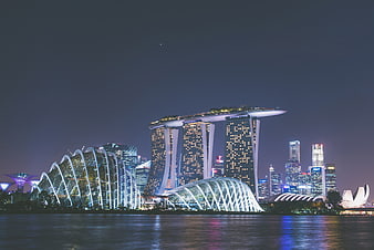 Singapore Marina Bay Sands Night Skyline
