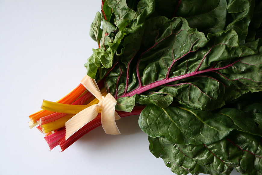 Fresh Rainbow Swiss Chard Bundle on White Background