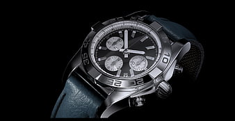 Luxury Chronograph Wristwatch with Blue Leather Strap