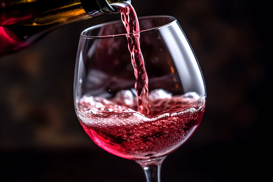 Pouring Red Wine into Glass Close Up