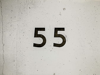Number 55 on textured concrete wall background
