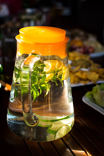 Glass Pitcher of Infused Water with Mint and Citrus