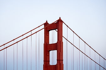 Golden Gate Bridge Tower Detail Against Blue Sky