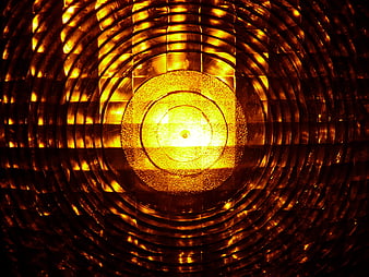 Close-up of Amber Warning Light Lens with Concentric Rings