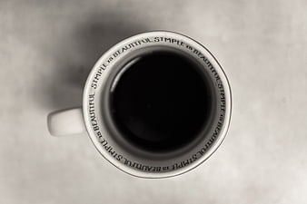 Top View of White Coffee Mug with Inspirational Quote