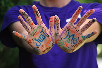 Colorful Hands with Positive Affirmations and Words