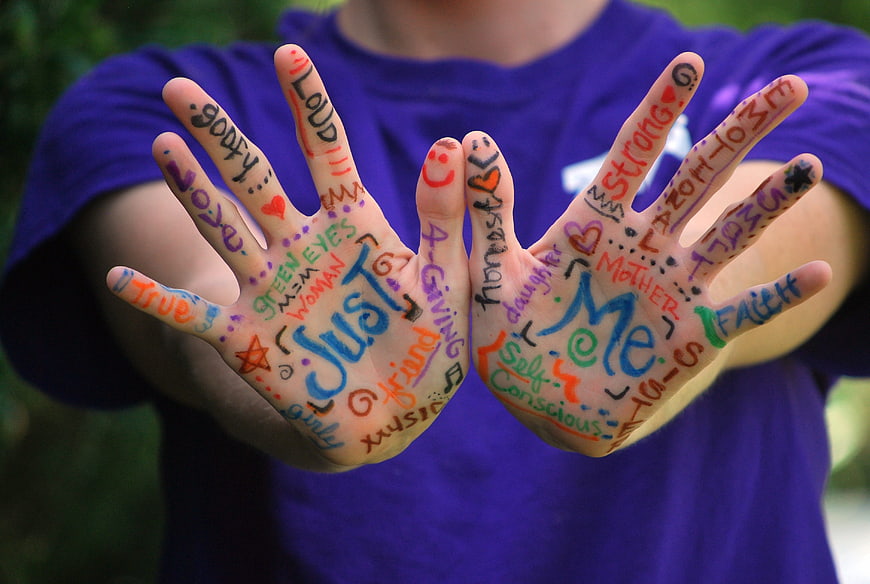 Colorful Hands with Positive Affirmations and Words