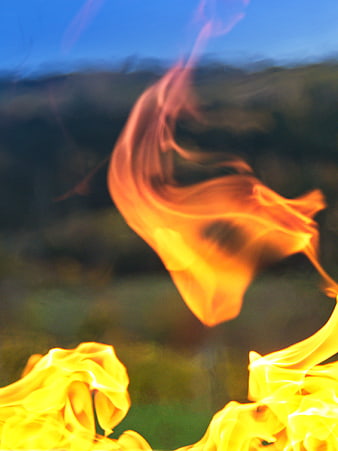 Abstract Motion Blur of Bright Orange Campfire Flames