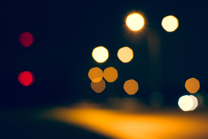 Abstract Bokeh Lights on Dark Blue Background