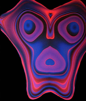 Abstract glowing face with neon red and blue contours