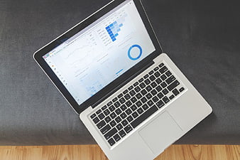 MacBook Laptop with Analytics Dashboard on Screen