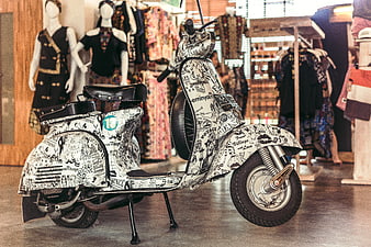 Custom Illustrated Vintage Scooter in Boutique