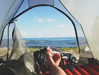 Relaxing in a Tent with Ocean View