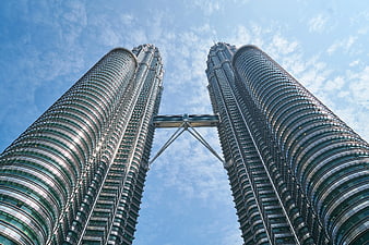 Low-angle view of Petronas Twin Towers Kuala Lumpur
