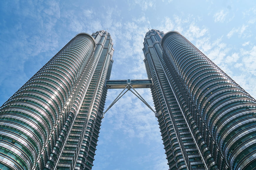 Low-angle view of Petronas Twin Towers Kuala Lumpur