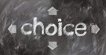 Chalkboard with word choice and directional arrows