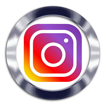 Instagram logo icon on metallic silver button