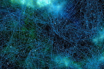 Abstract Blue Neural Network Connection Lines Background