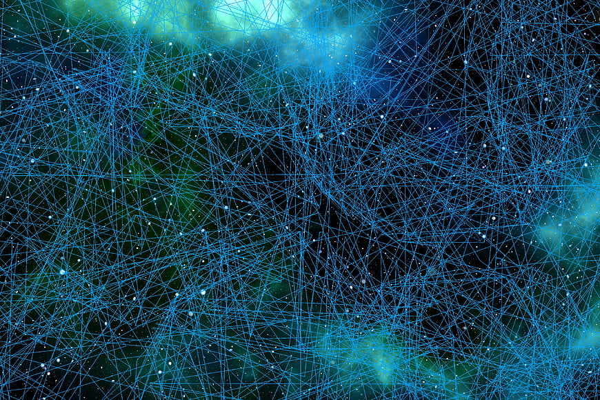 Abstract Blue Neural Network Connection Lines Background