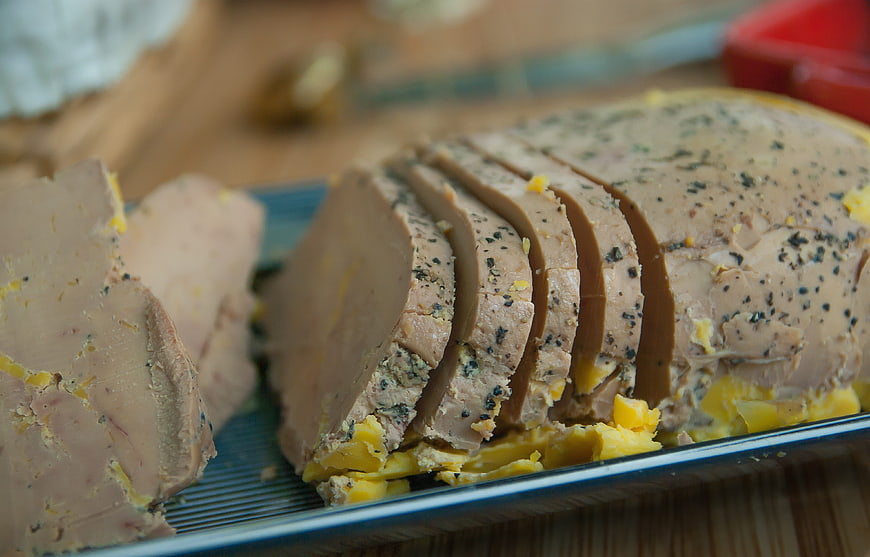 Slices of Foie Gras Terrine with Egg Yolk