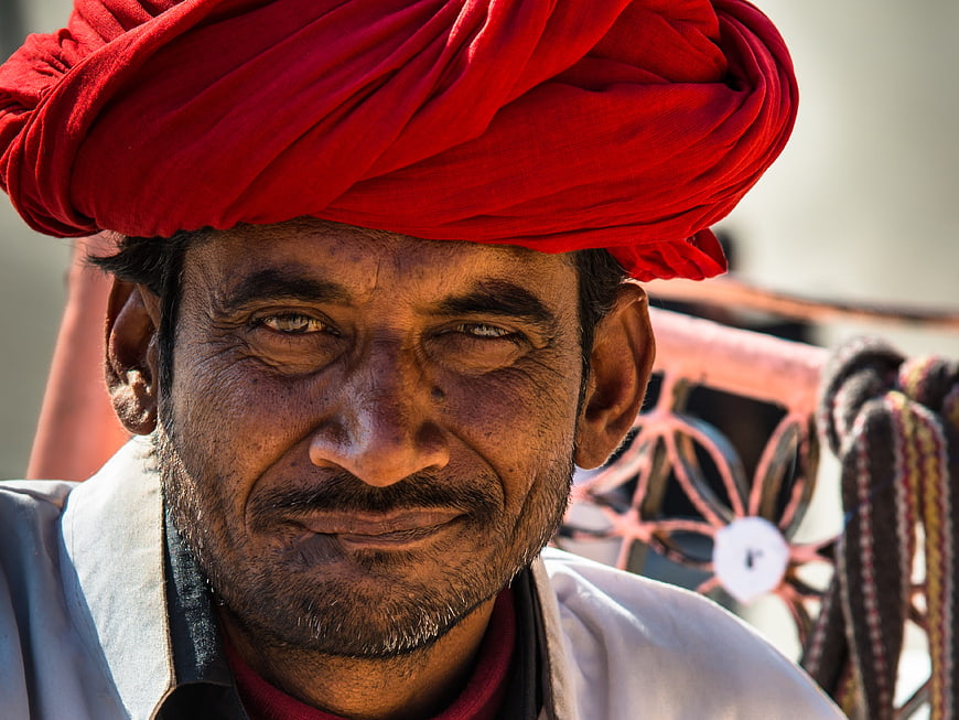 Portrait of Indian Man in Red Turban