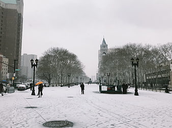 Snowy Brooklyn Bridge Park Winter Scene