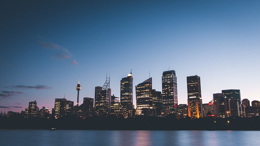 Sydney Skyline at Dusk with Opera House and Harbour Bridge