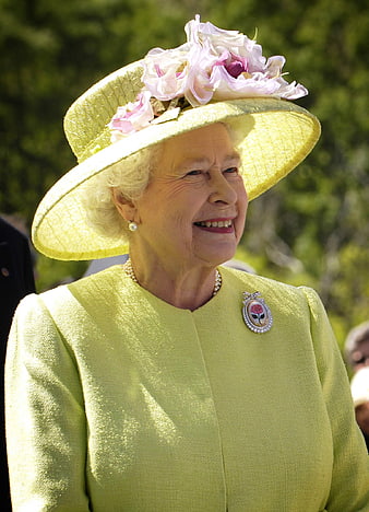 Queen Elizabeth II in Yellow Hat and Suit
