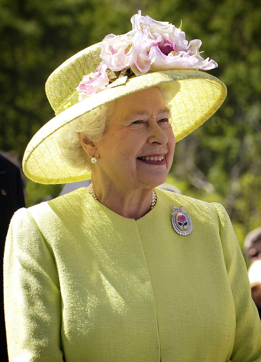 Queen Elizabeth II in Yellow Hat and Suit