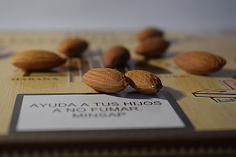 Almonds on Cuban Cigar Box with Health Warning