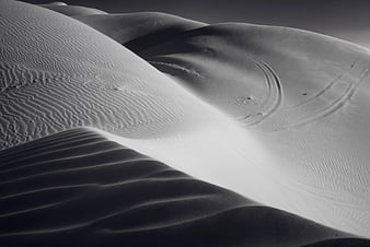 Black and White Sand Dunes with Wind Ripples