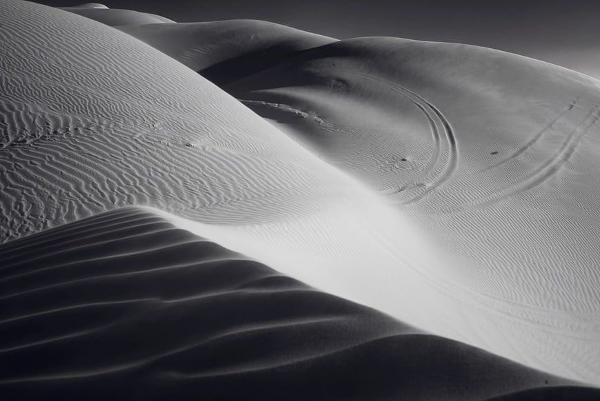Black and White Sand Dunes with Wind Ripples
