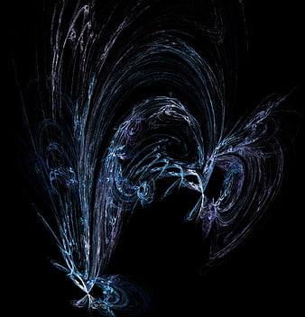 Abstract Blue Fractal Art on Black Background
