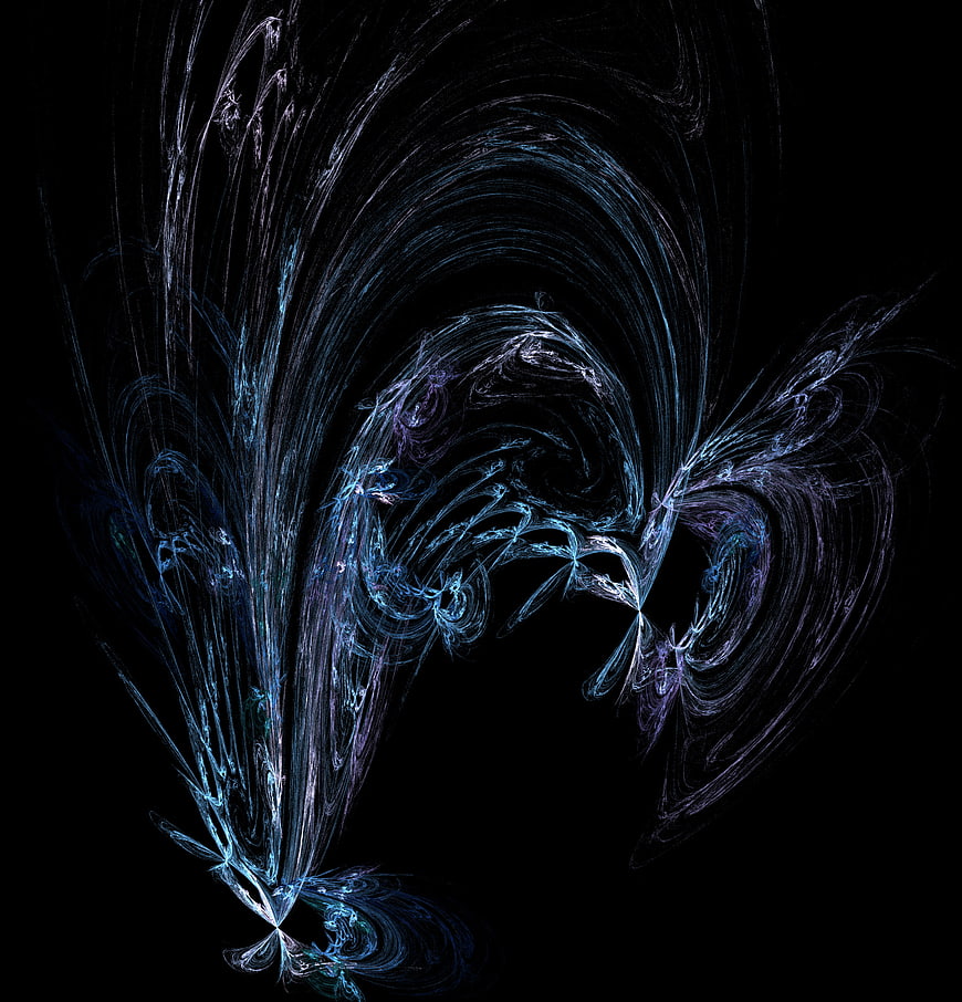 Abstract Blue Fractal Art on Black Background
