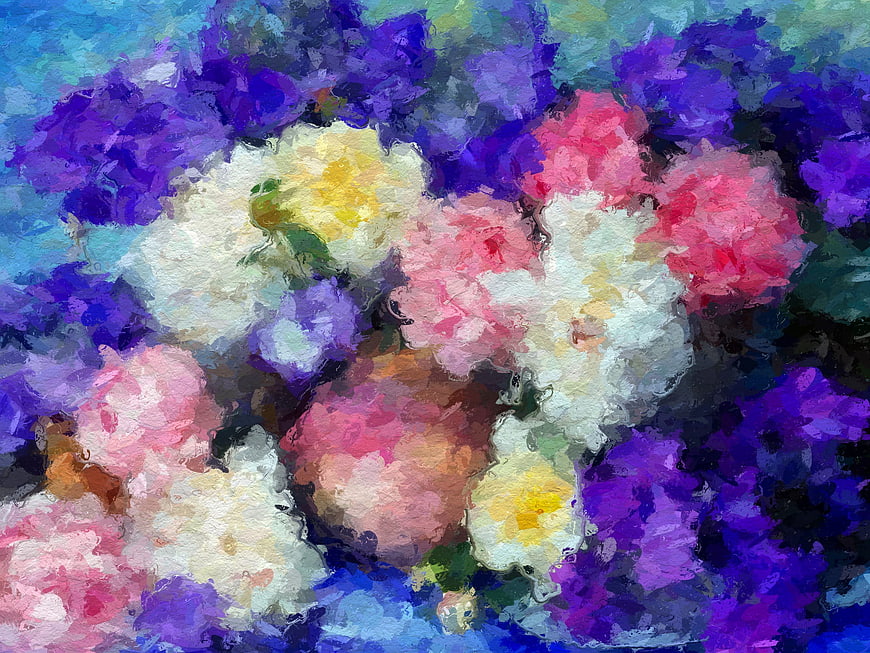 Abstract Impressionist Painting of Colorful Flowers