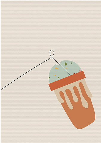 Minimalist Illustration of Hanging Ice Cream Cup