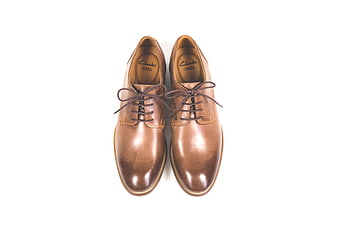 Brown Leather Oxford Shoes on White Background
