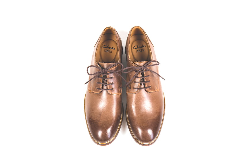 Brown Leather Oxford Shoes on White Background