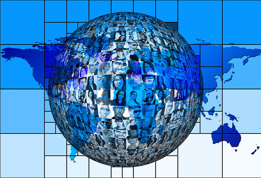 Global Connectivity Concept With Mosaic Globe And World Map