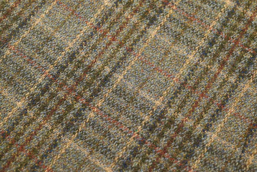 Close-up of Woven Plaid Fabric Texture